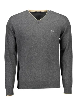"Harmont Blaine: Eleganter Grauer V-Pullover für Herren"