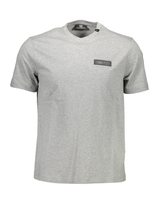 "Plein Sport T-Shirts im Sale | Plein Sport Grau T-Shirt mit Logo und Kontrastdetails online kaufen"|Planet-Deluxe