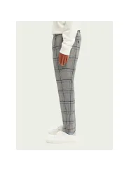 Graue karierte Herrenhose schlanker Schnitt