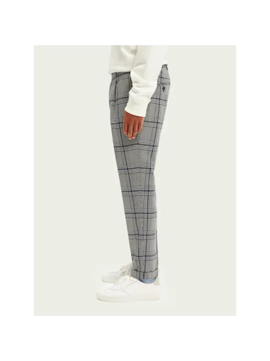 Graue karierte Herrenhose schlanker Schnitt