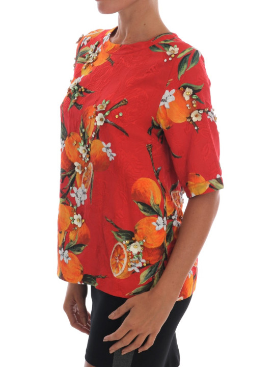 Tops & T-Shirts Embellished Crepe Blouse with Blossom Print 4.340,00 € 8056305231214 | Planet-Deluxe