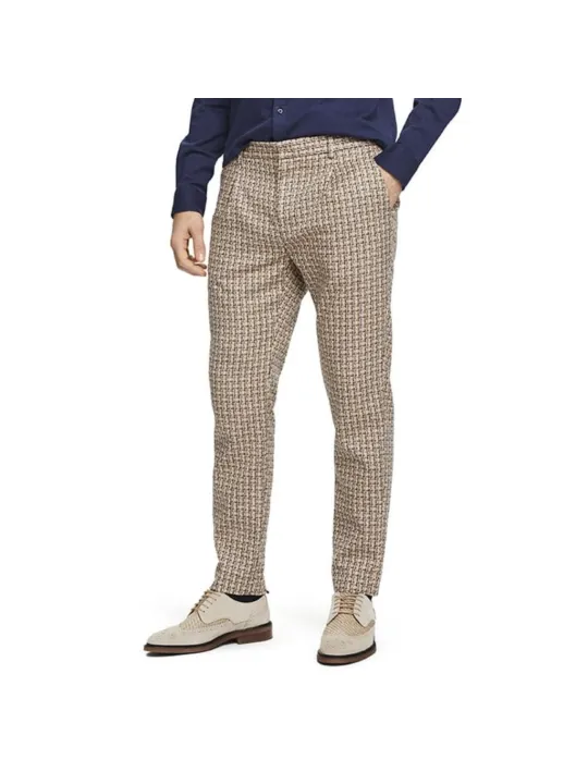 Beige Tweedhosen gerader Schnitt Herren