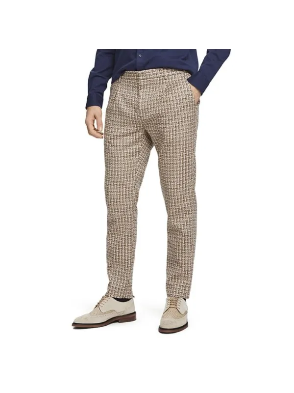 Beige Tweedhosen gerader Schnitt Herren Beige Tweedhosen gerader Schnitt Herren