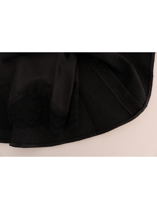 Skirts Elegant Black Floral Jacquard A-Line Skirt 1.720,00 € 8058696833664 | Planet-Deluxe