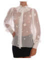 Shirts Elegant White Silk Daisy Blouse 4.340,00 € 8052087390354 | Planet-Deluxe