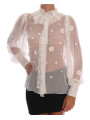 Shirts Elegant White Silk Daisy Blouse 4.340,00 € 8052087390354 | Planet-Deluxe