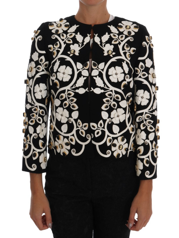 Jackets & Coats Floral Embroidered Crystal Wool Coat Jacket 13.500,00 € 8058696638948 | Planet-Deluxe