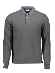 "U.S. POLO Poloshirts im Sale | US Polo Grau Langarm Poloshirt mit Ellbogen Patches online kaufen"|Planet-Deluxe