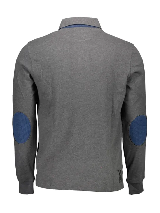 "U.S. POLO Poloshirts im Sale | US Polo Grau Langarm Poloshirt mit Ellbogen Patches online kaufen"|Planet-Deluxe