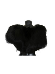 Scarves Elegant Black Silver Fox Fur Scarf 15.120,00 € 8058696337636 | Planet-Deluxe