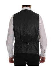 Vests Elegant Gray Striped Vest Waistcoat 640,00 € 8051569528339 | Planet-Deluxe