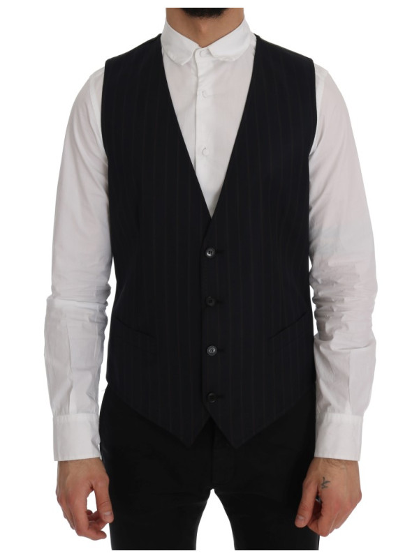 Vests Elegant Striped Wool Blend Vest Waistcoat 640,00 € 8058301880731 | Planet-Deluxe