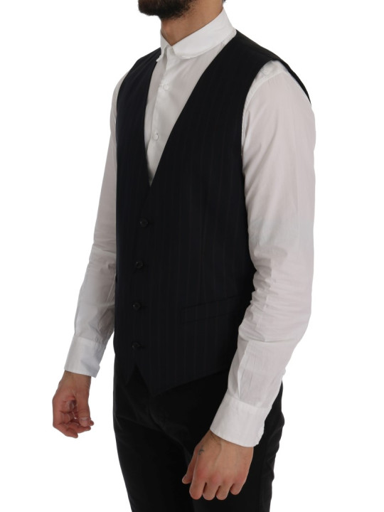 Vests Elegant Striped Wool Blend Vest Waistcoat 640,00 € 8058301880731 | Planet-Deluxe