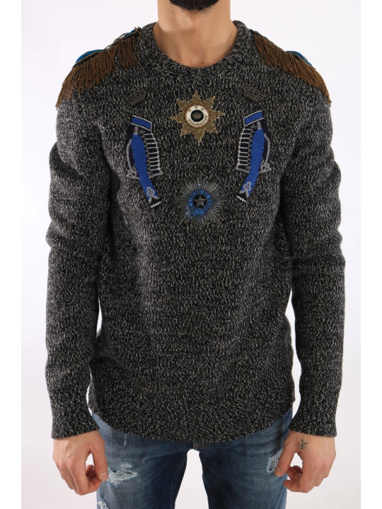 Sweaters Elegant Gray Cashmere KING Sweater 5.860,00 € 8058091045549 | Planet-Deluxe