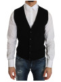Vests Sleek Black Cotton Formal Vest 1.700,00 € 8050246187517 | Planet-Deluxe