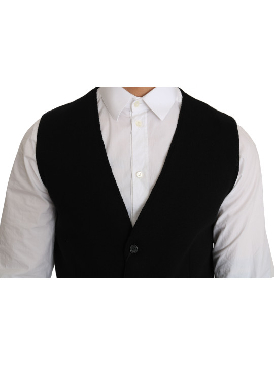 Vests Sleek Black Cotton Formal Vest 1.700,00 € 8050246187517 | Planet-Deluxe