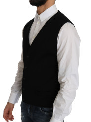 Vests Sleek Black Cotton Formal Vest 1.700,00 € 8050246187517 | Planet-Deluxe