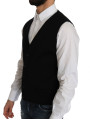 Vests Sleek Black Cotton Formal Vest 1.700,00 € 8050246187517 | Planet-Deluxe