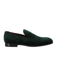 Flat Shoes Elegant Green Suede Slip-On Loafers 1.140,00 € 8058091396757 | Planet-Deluxe