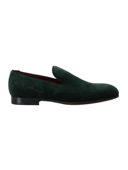 Flat Shoes Elegant Green Suede Slip-On Loafers 1.140,00 € 8058091396757 | Planet-Deluxe