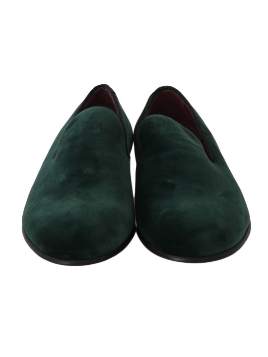 Flat Shoes Elegant Green Suede Slip-On Loafers 1.140,00 € 8058091396757 | Planet-Deluxe