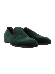 Flat Shoes Elegant Green Suede Slip-On Loafers 1.140,00 € 8058091396757 | Planet-Deluxe