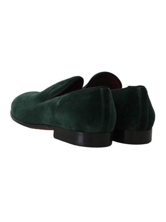 Flat Shoes Elegant Green Suede Slip-On Loafers 1.140,00 € 8058091396757 | Planet-Deluxe