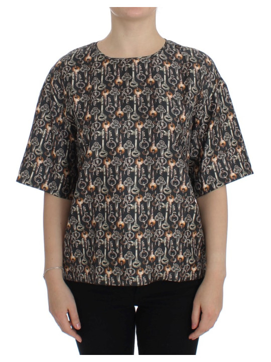 Tops & T-Shirts Enchanted Sicily Silk Blouse with Medieval Keys Print 1.480,00 € 7333413038739 | Planet-Deluxe