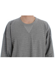 Sweaters Elegant Gray Silk Crewneck Pullover Sweater 2.260,00 € 8050249424497 | Planet-Deluxe