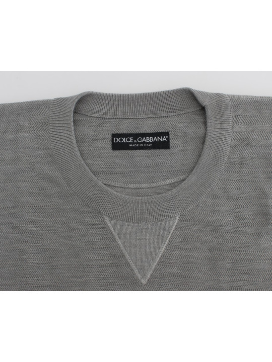 Sweaters Elegant Gray Silk Crewneck Pullover Sweater 2.260,00 € 8050249424497 | Planet-Deluxe