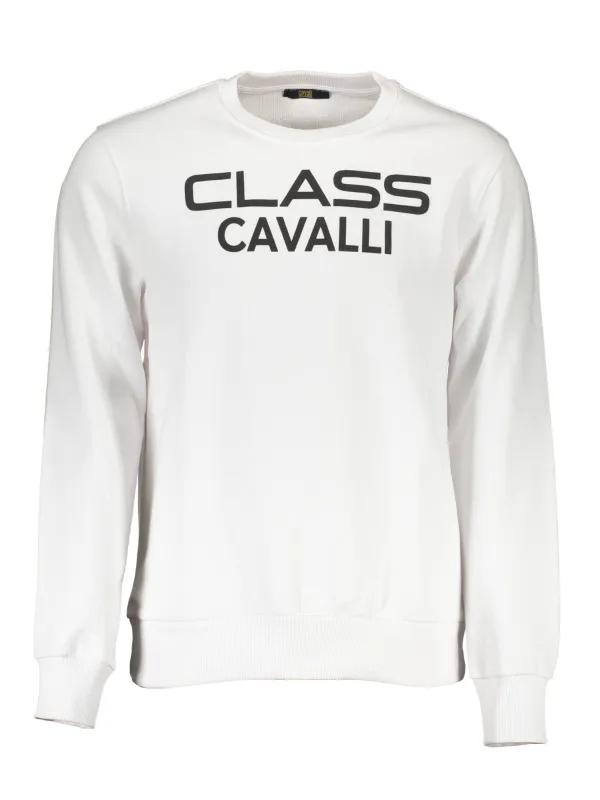 "Cavalli Class Sweatshirts im Sale | Cavalli Class Weißes Luxus Sweatshirt mit Logo online kaufen"|Planet-Deluxe