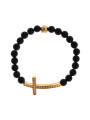 Bracelets Chic Matte Onyx Bead &amp CZ Diamond Cross Bracelet 580,00 € 8050246185308 | Planet-Deluxe