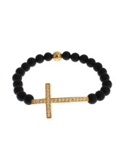 Bracelets Chic Matte Onyx Bead &amp CZ Diamond Cross Bracelet 580,00 € 8050246185308 | Planet-Deluxe