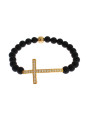 Bracelets Chic Matte Onyx Bead &amp CZ Diamond Cross Bracelet 580,00 € 8050246185308 | Planet-Deluxe