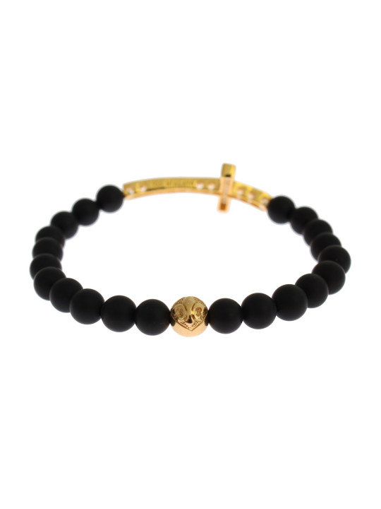 Bracelets Chic Matte Onyx Bead &amp CZ Diamond Cross Bracelet 580,00 € 8050246185308 | Planet-Deluxe