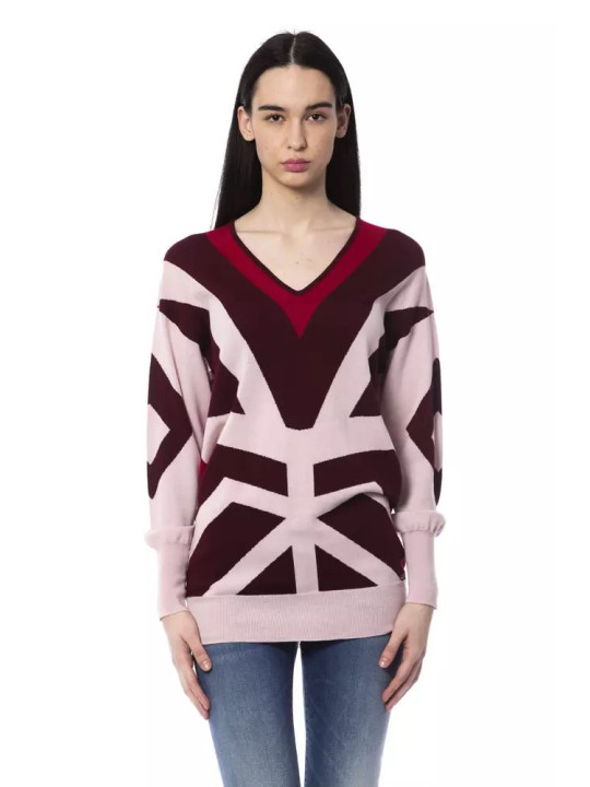 Sweaters Burgundy Oversized Wool V-Neck Sweater 790,00 € 2200001256026 | Planet-Deluxe
