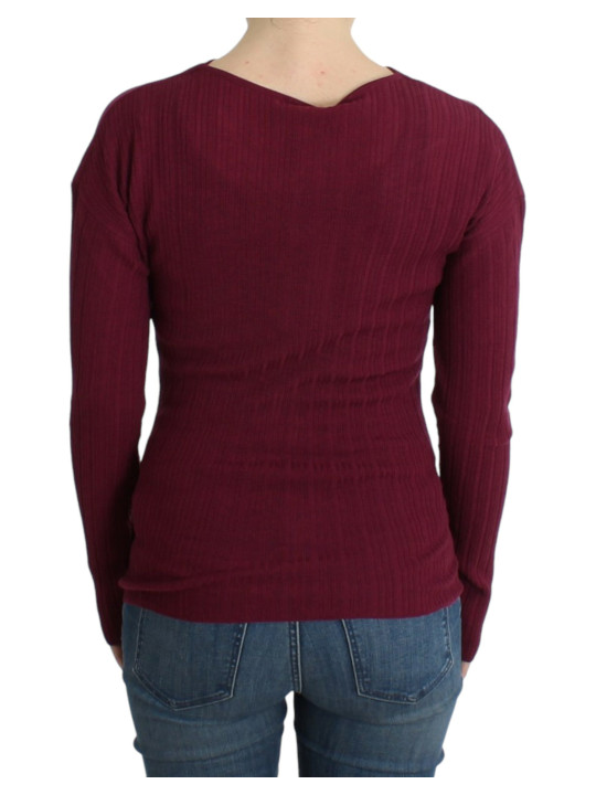 Sweaters Elegant Purple Keyhole Wool Sweater 710,00 € 7333413020499 | Planet-Deluxe