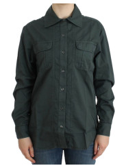 Tops & T-Shirts Elegant Gray Cotton Button Down Shirt 440,00 € 8034166583317 | Planet-Deluxe