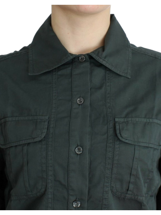Tops & T-Shirts Elegant Gray Cotton Button Down Shirt 440,00 € 8034166583317 | Planet-Deluxe