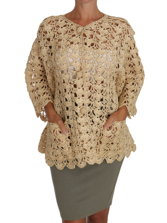 Sweaters Chic Beige Crochet Raffia Cardigan 4.800,00 € 8054214039051 | Planet-Deluxe