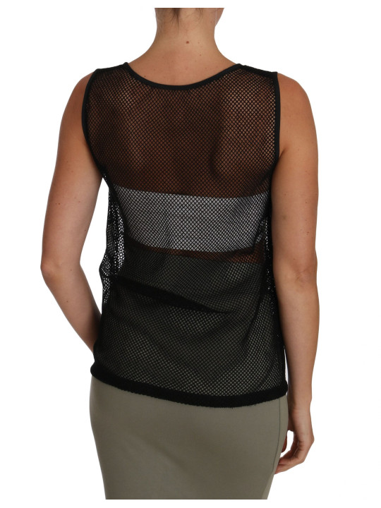 Tops & T-Shirts Elegant Black Mesh Sleeveless Blouse Top 920,00 € 8052087570152 | Planet-Deluxe