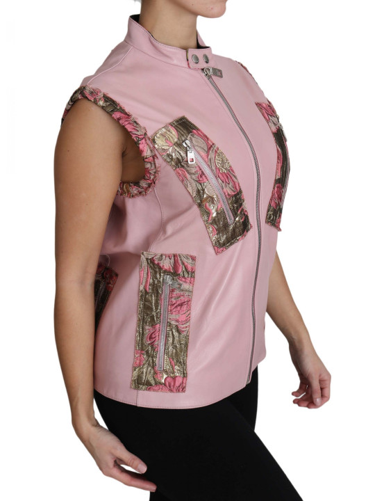 Jackets & Coats Stunning Pink Sleeveless Leather Vest 5.400,00 € 8050246189467 | Planet-Deluxe