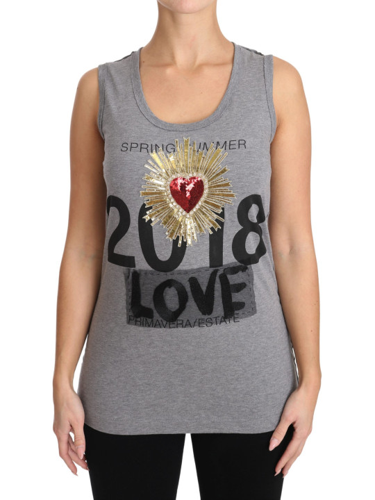 Tops & T-Shirts Sequined Heart Tank Top in Gray 1.760,00 € 8058091886302 | Planet-Deluxe