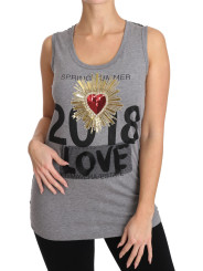 Tops & T-Shirts Sequined Heart Tank Top in Gray 1.760,00 € 8058091886302 | Planet-Deluxe