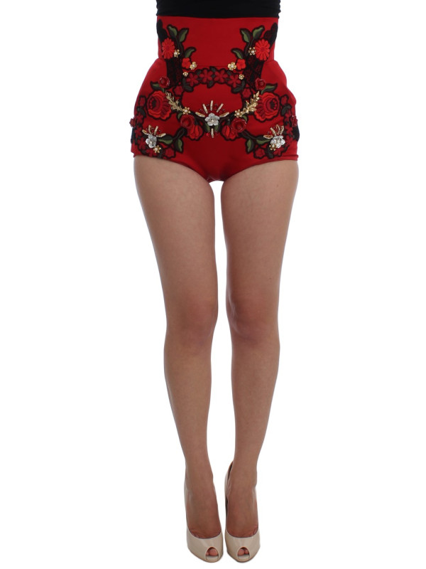 Shorts Ravishing Red Silk Embroidered Shorts 7.160,00 € 8058349152012 | Planet-Deluxe