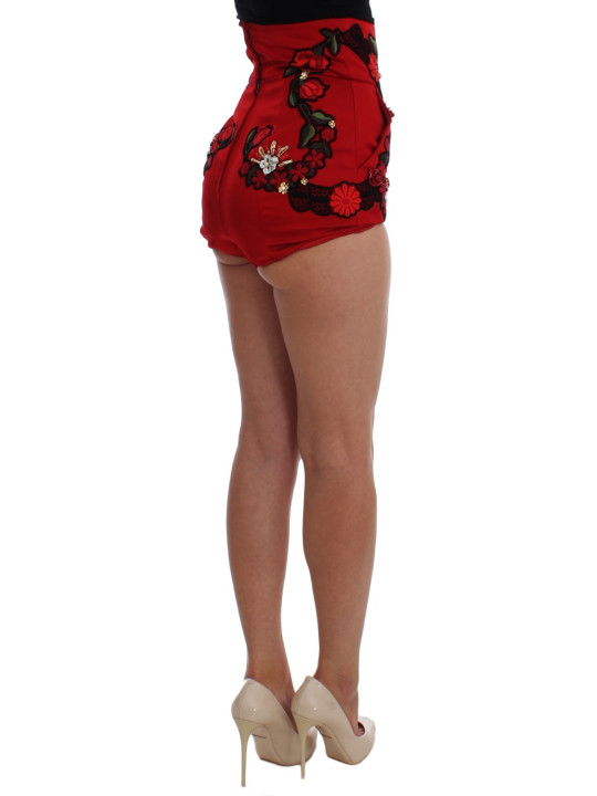 Shorts Ravishing Red Silk Embroidered Shorts 7.160,00 € 8058349152012 | Planet-Deluxe