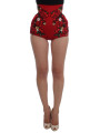 Shorts Glamorous Red Silk Floral Embroidered Shorts 7.000,00 € 8058349152180 | Planet-Deluxe