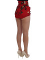 Shorts Glamorous Red Silk Floral Embroidered Shorts 7.000,00 € 8058349152180 | Planet-Deluxe