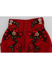 Shorts Glamorous Red Silk Floral Embroidered Shorts 7.000,00 € 8058349152180 | Planet-Deluxe