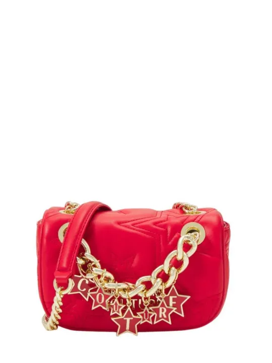 Rote Lederhandtasche mit Goldakzenten